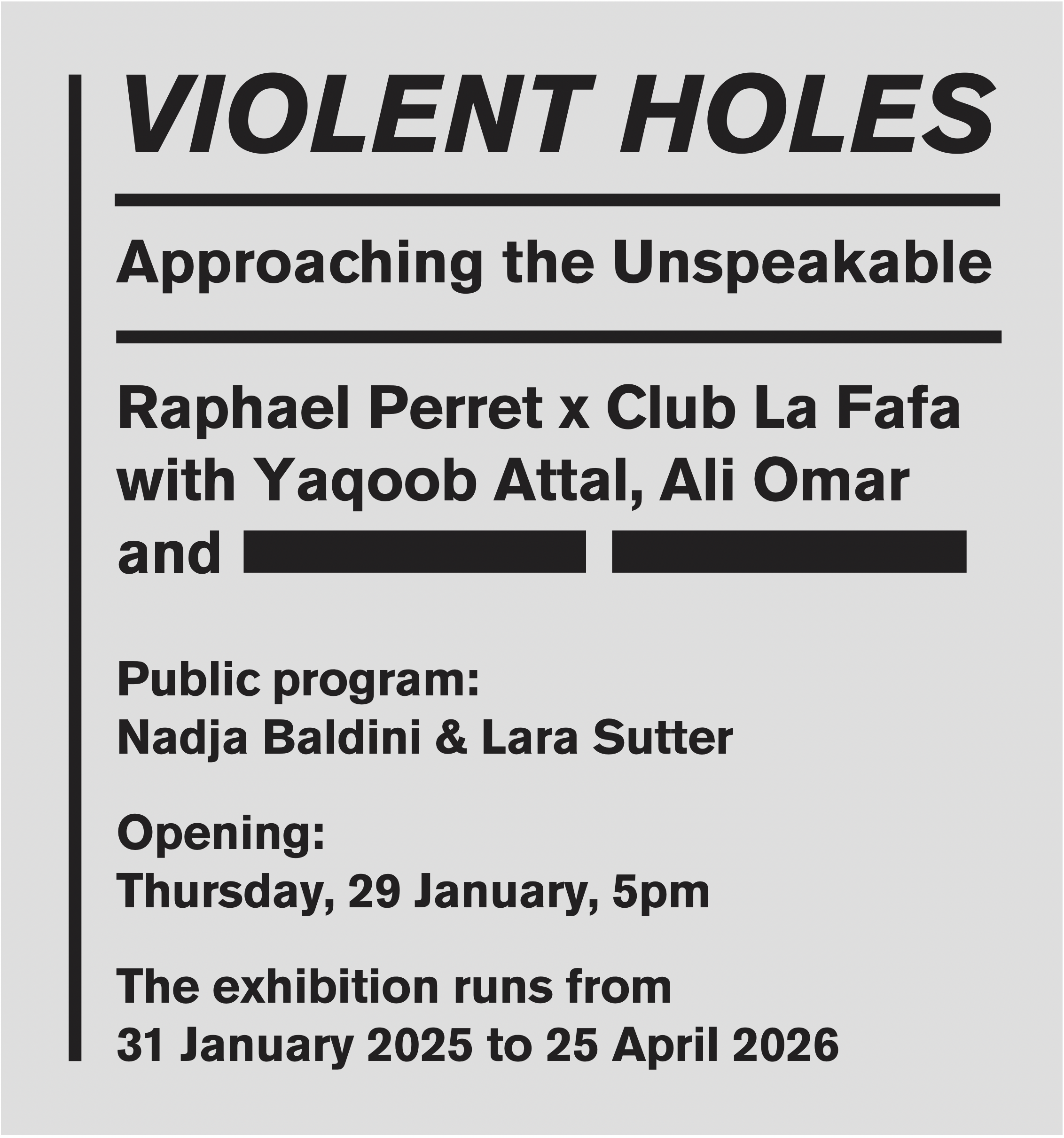 Violent holes – save the date 29.1.26